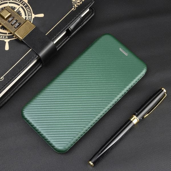 OnePlus 7 Flipfodral Kortfack CarbonDreams Grön Grön
