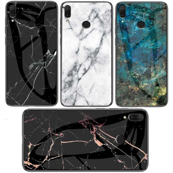 Xiaomi Redmi Note 7 Marble Shell 9H hærdet glas bagside glas bagside V2 Green Emerald Green