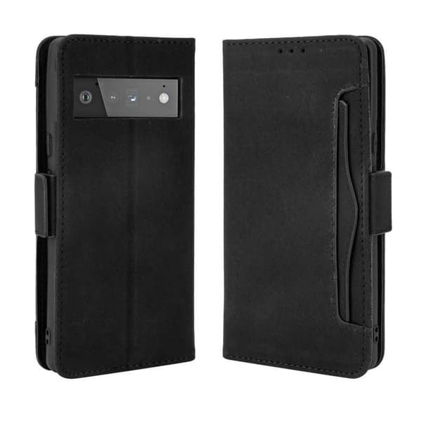 Google Pixel 6 Wallet Case PU-nahkainen 6-POCKET Winston V3 Black