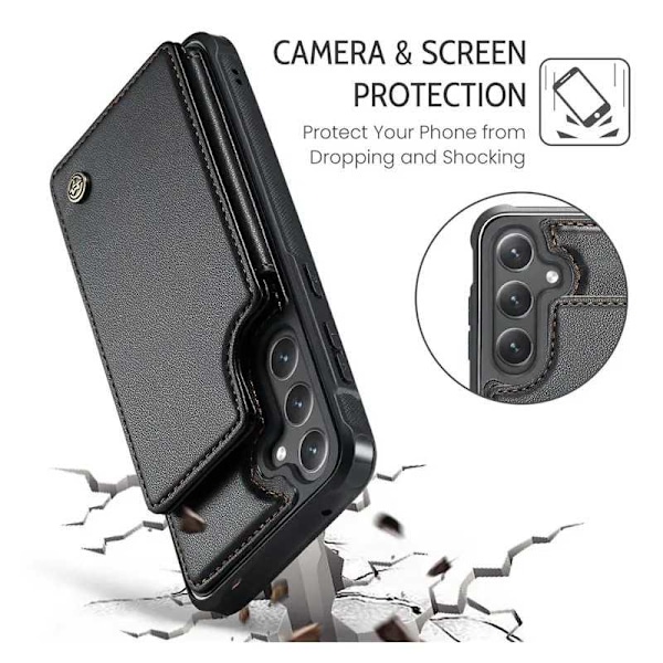 CaseMe Shockproof Cover Kortholder Stander 4-rums Samsung S24 Sort