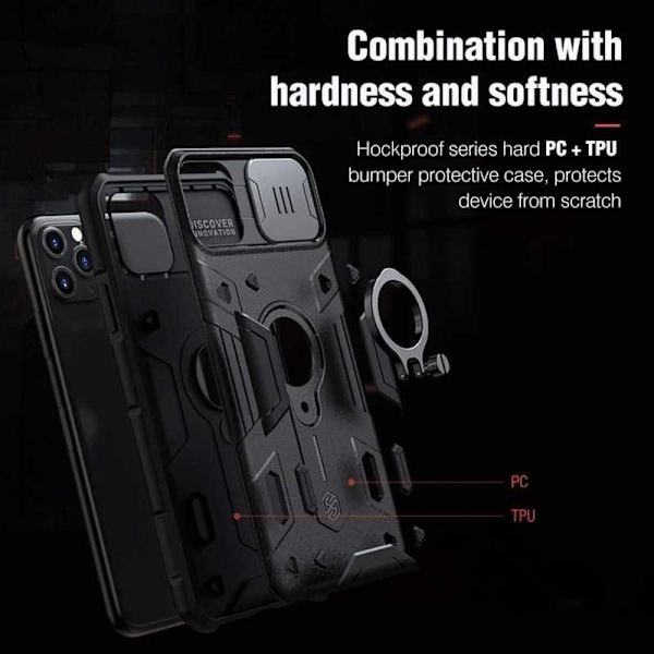 iPhone 11 Pro Max stødsikkert cover med ringholder Nillkin Black