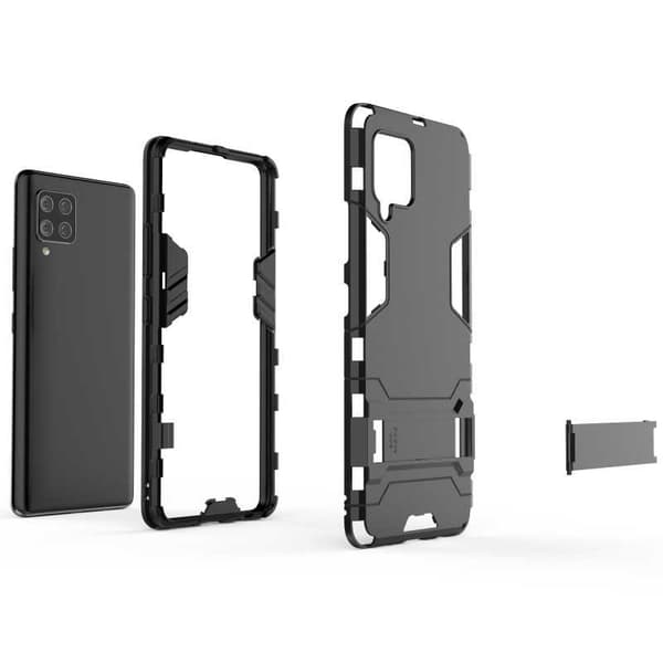 Samsung A42 5G iskunkestävä kotelo jalustalla ThinArmor Black