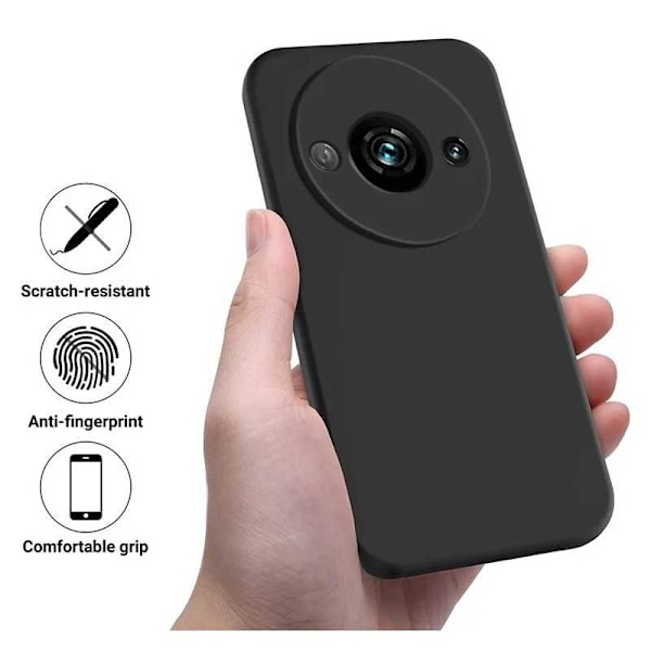 Redmi A3 Gummibelagd Mattsvart Silikon Skal Kameraskydd Liquid - Svart