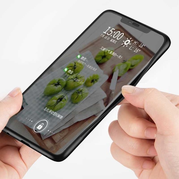 iPhone XS Max Marmorskal 9H Härdat Glas Baksida Glassback V2 Black Svart/Vit