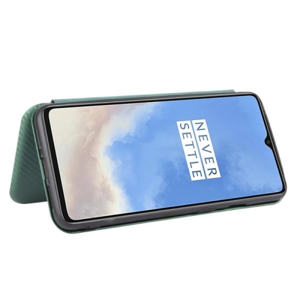 OnePlus 7T Flip Case Kortrum CarbonDreams Grøn Green