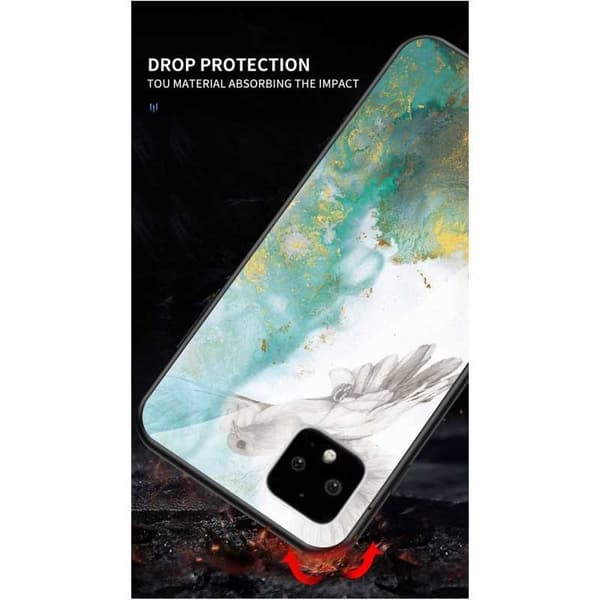 Google Pixel 4 Marble Shell 9H Tempered Glass Back Glassback V2 Green Emerald Green