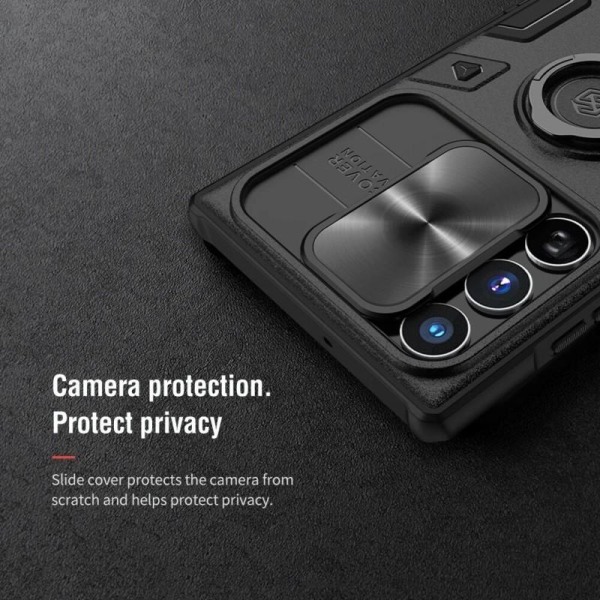 Samsung S23 Ultra Stöttåligt Skal med Ringhållare Nillkin Svart Black