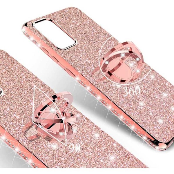 Samsung A32 5G stødabsorberende cover med ringholder Strass Guld