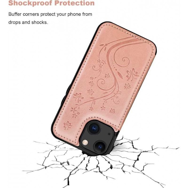 iPhone 13 Stöttåligt Skal Korthållare 3-FACK Flippr V2 Rosa guld