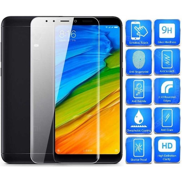 Xiaomi Redmi 5 Plus Hærdet glas 0,26mm 2,5D 9H Transparent