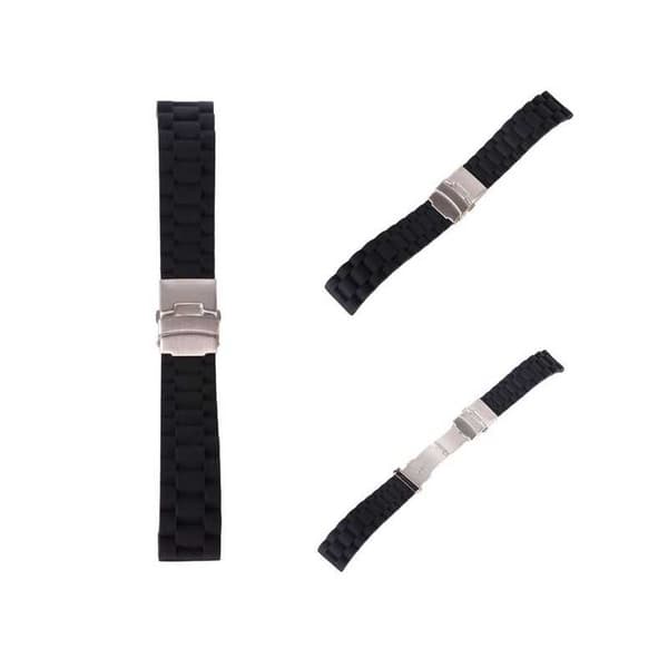 Klockarmband Silicon 16mm - 24mm Black 22mm