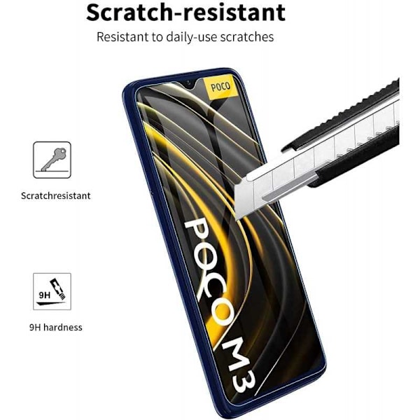 2-PACK Xiaomi Poco M3 Hærdet glas 0,26 mm 2,5D 9H Transparent