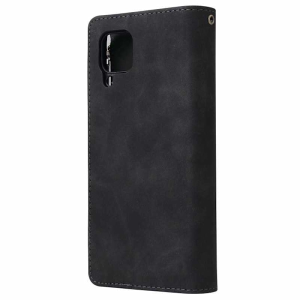Samsung A12 Multifunktionellt Plånboksfodral Zipper 8-Fack Svart