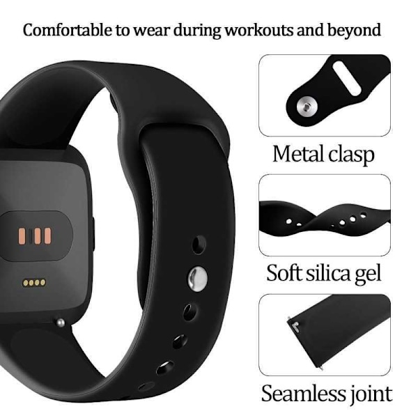 Fitbit Versa Stilfuld Silikone Armbånd Walkr Svart