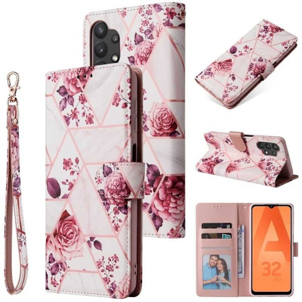 Samsung A32 5G Trendigt Plånboksfodral Sparkle 4-FACK Rosa