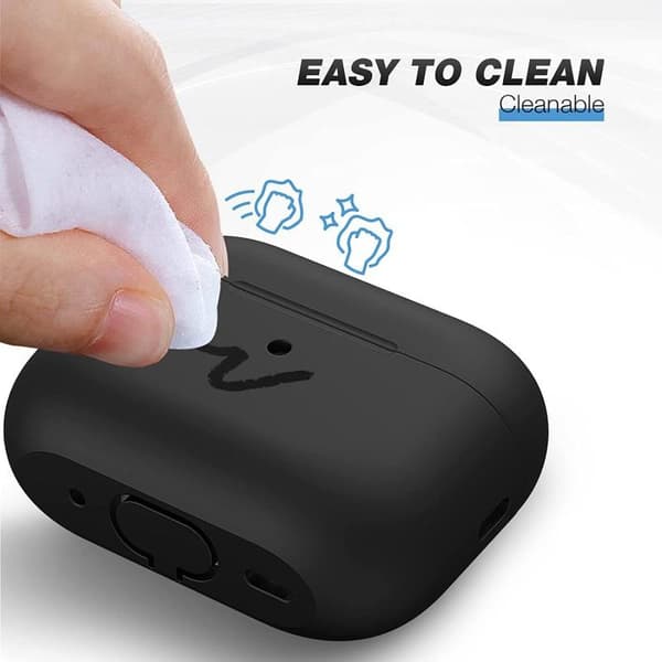 Airpods Pro 2 Skyddsfodral i Silikon med Karbinhake Svart