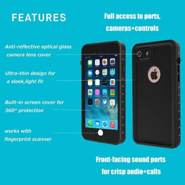 iPhone 8 Heltäckande Vattentät Premium Skal - 2m Transparent