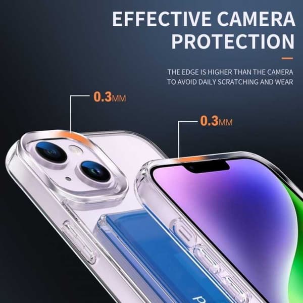 iPhone 15 Iskunkestävä kansi korttilokerolla V3 Transparent
