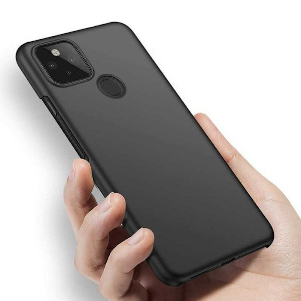 Google Pixel 5 Ultra-ohut kumipäällysteinen mattamusta Cover Basic V2 Black