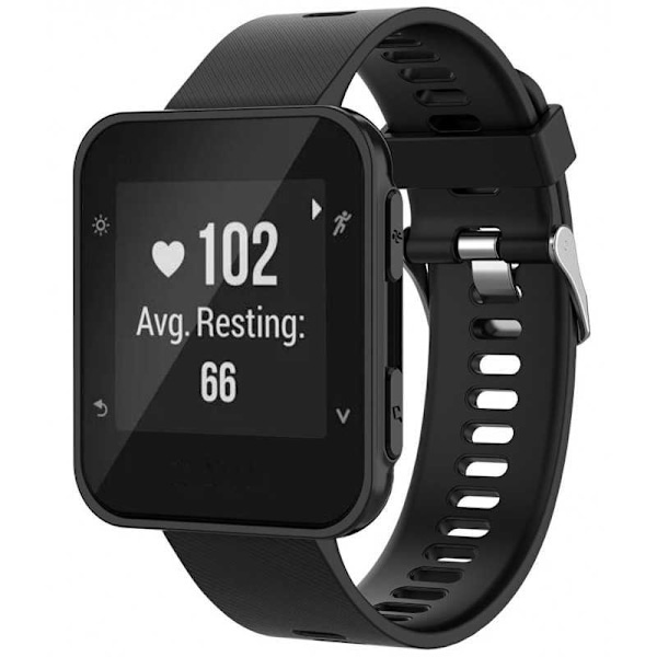 Garmin Forerunner 30 & 35 Stilfuldt silikonearmbånd Løb nr Black