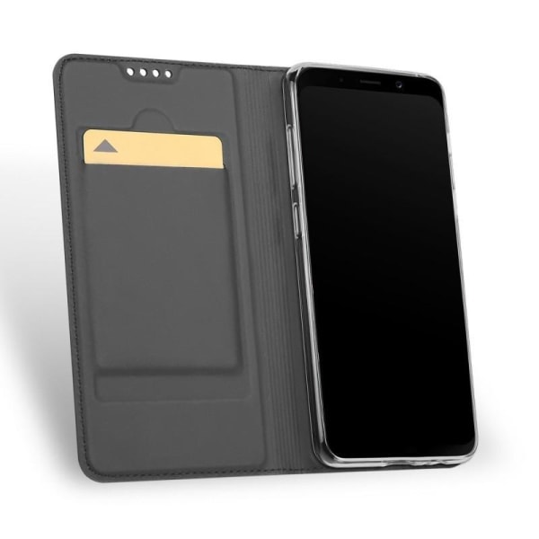Samsung A8 2018 Flip Case Skin Pro korttilokerolla Svart