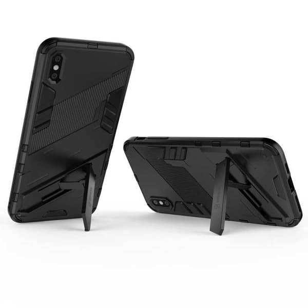 iPhone XS Max iskunkestävä kotelo jalustalla ThinArmor V2 Mörkgrön