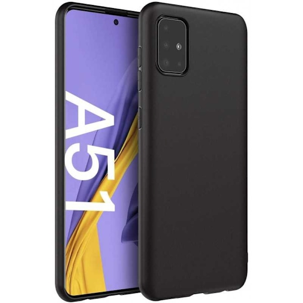 Samsung A51 Erittäin ohut pehmeä kumipinnoitettu mattamusta kansi Black