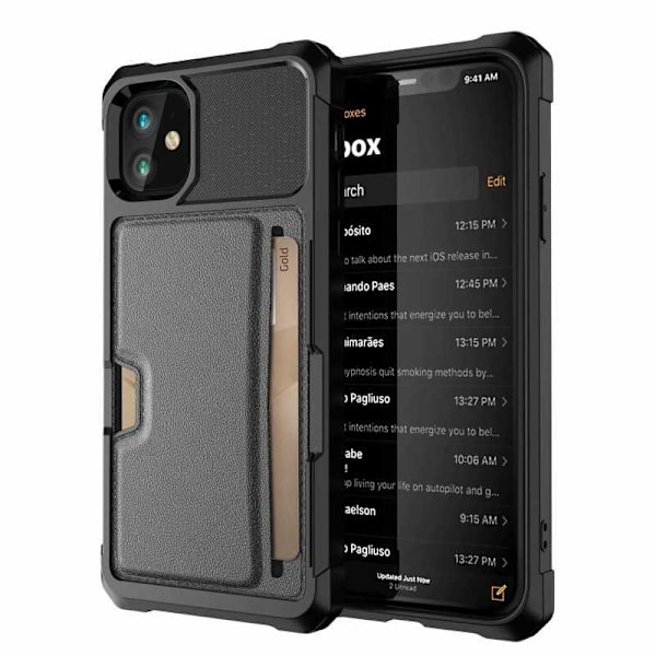 iPhone 12 Iskunkestävä kotelo korttipaikalla Solid V2 Black