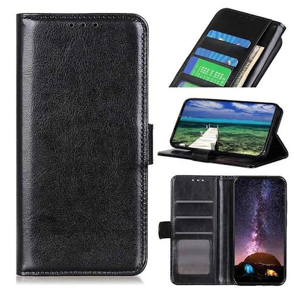 Motorola G51 Pung Etui PU Læder 4 RUMMET Black