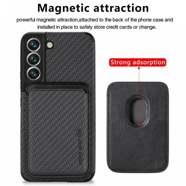 Samsung S22 Stødsikker skal med magnetkortholder Magsafe RFID Black