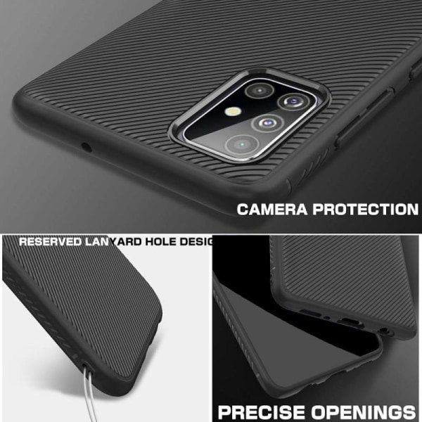 Samsung Galaxy A71 Tyylikäs Iskunkestävä FullCarbon V3 Black