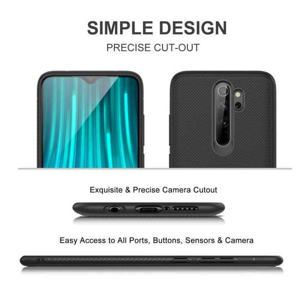 Xiaomi Redmi Note 8 Pro tyylikäs iskunkestävä FullCarbon V3 Black