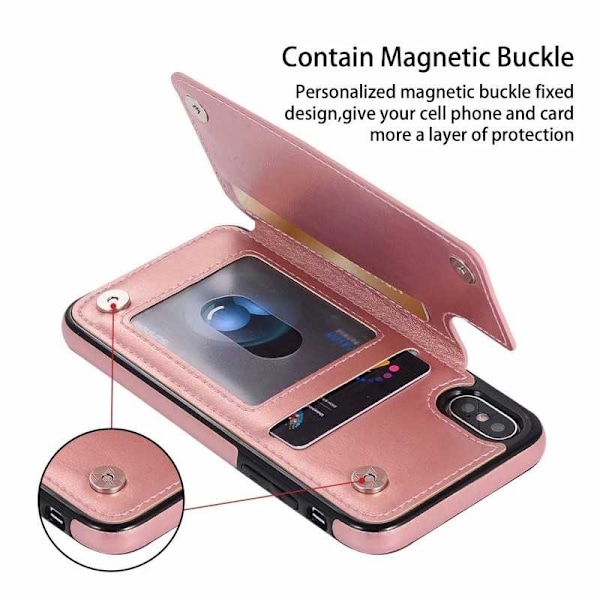 iPhone XS Max Stöttåligt Skal Korthållare 3-FACK Flippr Rosenguld Rosa guld