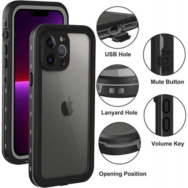 iPhone 13 Pro Max Täyspeitto Vedenpitävä Premium Suoja - 2m Transparent