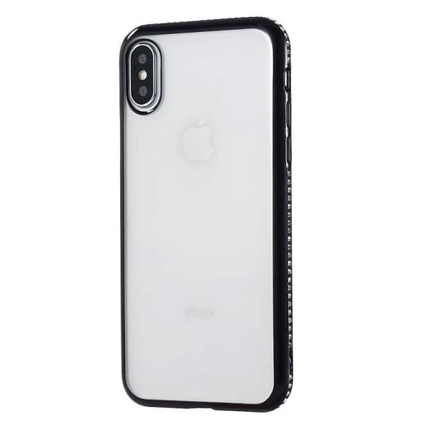 iPhone XS -iskuja vaimentava kumisuoja strassilla Guld