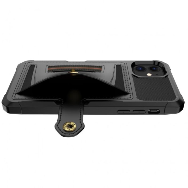 iPhone 12 Mini Exclusive Shockproof veske med Solid V2-kortspor Black