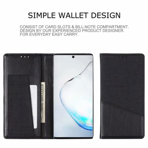 Samsung Note 10 Plus Elegant Fodral i PU-Läder med RFID Block Svart
