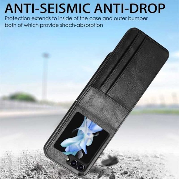 4-FACK Plånboksfodral Samsung Z Flip 5 - Svart