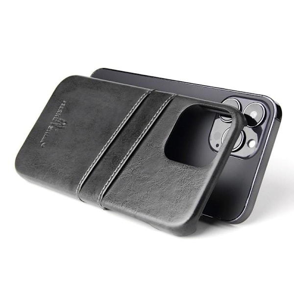 iPhone 14 Pro Stötdämpande Korthållare Retro Svart
