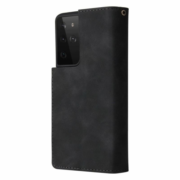 Samsung S21 Ultra monitoiminen lompakkokotelo, vetoketjullinen 8 Black