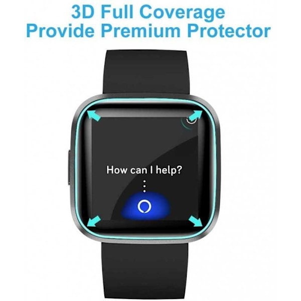 2-PACK Fitbit Versa 2 FullFrame 3D karkaistu lasi 0,2mm 9H Transparent