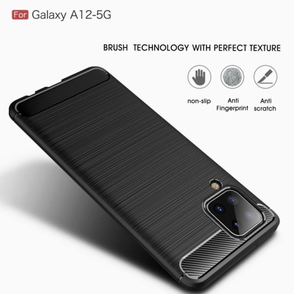 Samsung A12 5G Stöttåligt Skal SlimCarbon Svart