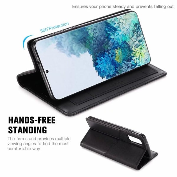 Samsung S20 Plus elegantti PU-nahakuori RFID-estolla Black