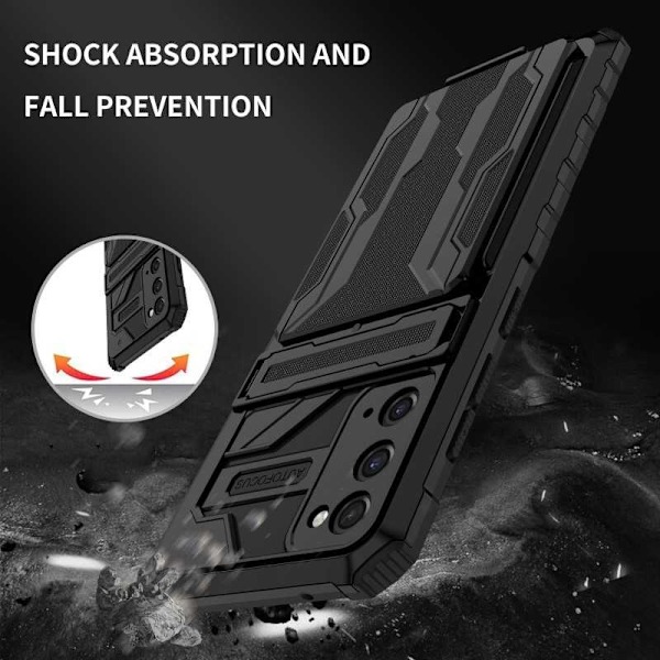Samsung S20 FE Iskunkestävä kansi Jalusta ja korttipaikka ThinArmor V3 Black