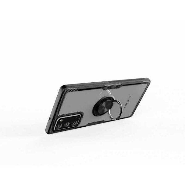 Samsung Note 20 Käytännöllinen iskunkestävä kotelo sormustelineellä V4 Black