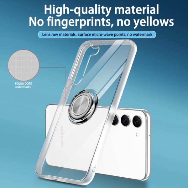 Samsung S23 iskunkestävä suojus sormustelineellä Fresh Transparent