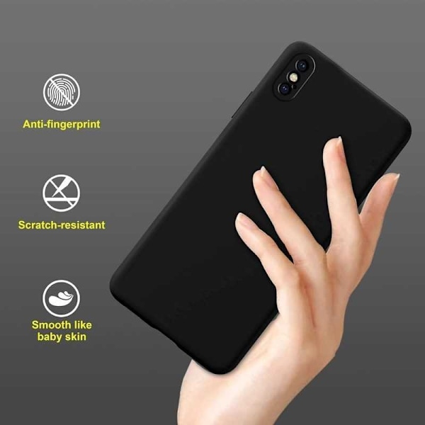 iPhone XS Max Gummibelagd Mattsvart Skal Kameraskydd Liquid - Svart