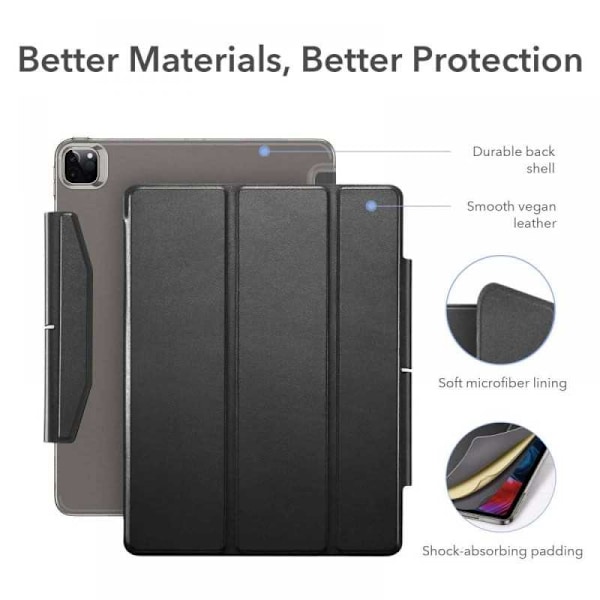 iPad Pro 12,9" 2021 Flip Case Hærdet glas ESR Ascend Trifold Black