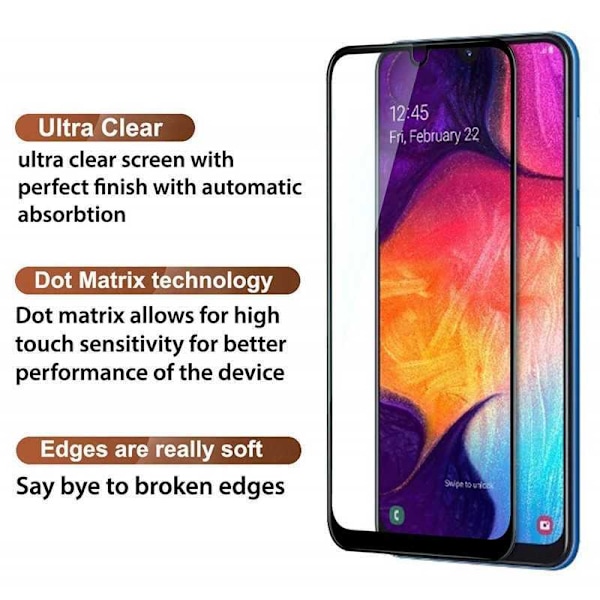 2-PACK Samsung A70 Härdat Glas 0.26mm 2.5D 9H Fullframe Transparent