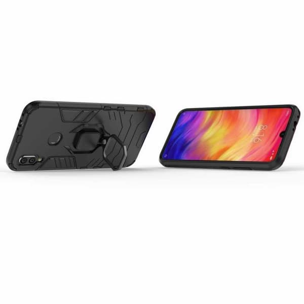 Xiaomi Redmi Note 7 Stöttåligt Skal med Ringhållare ThinArmor Svart